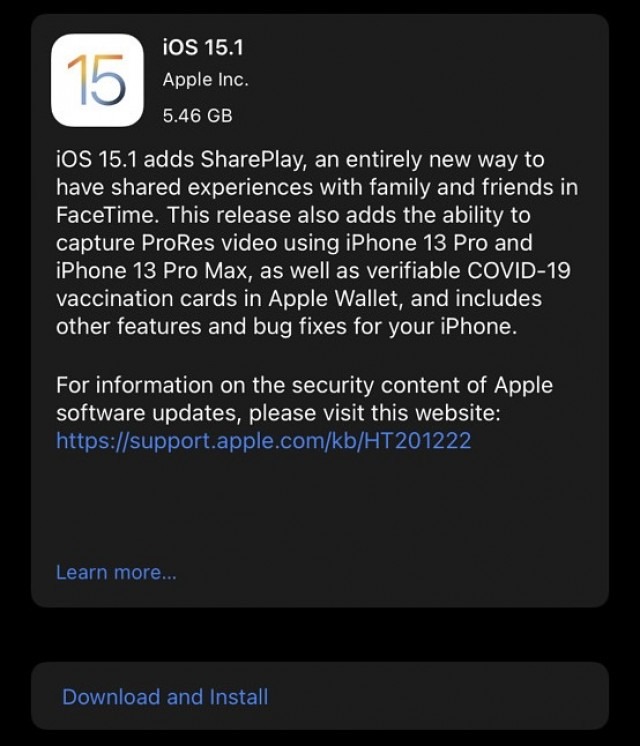 انتشار نسخه iOS 15.1 RC
